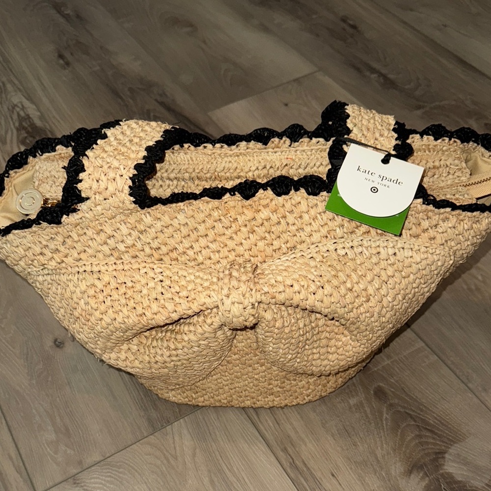 Kate Spade Tan and Black Woven Tote